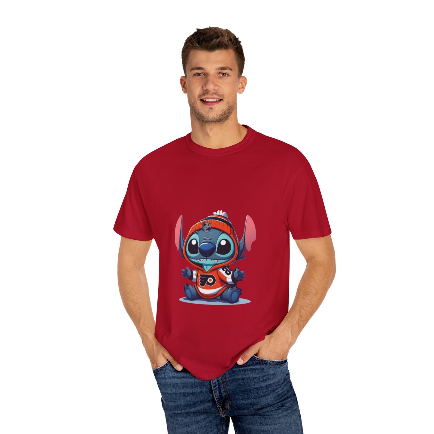 Stitch-Inspired Unisex Garment-Dyed T-Shirt, Cute Cartoon Tee, , Gift for Fans, Streetwear Style