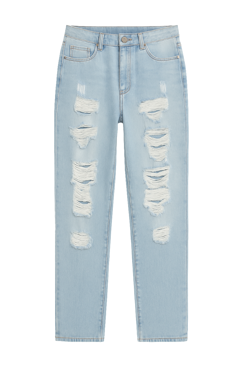 Distressed Light Blue Ripped Jeans