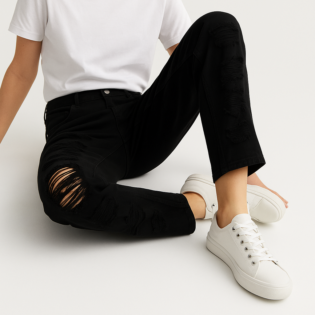 Distressed Light Blue Ripped Jeans