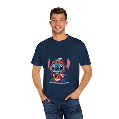 Stitch-Inspired Unisex Garment-Dyed T-Shirt, Cute Cartoon Tee,  , Gift for Fans, Streetwear Style